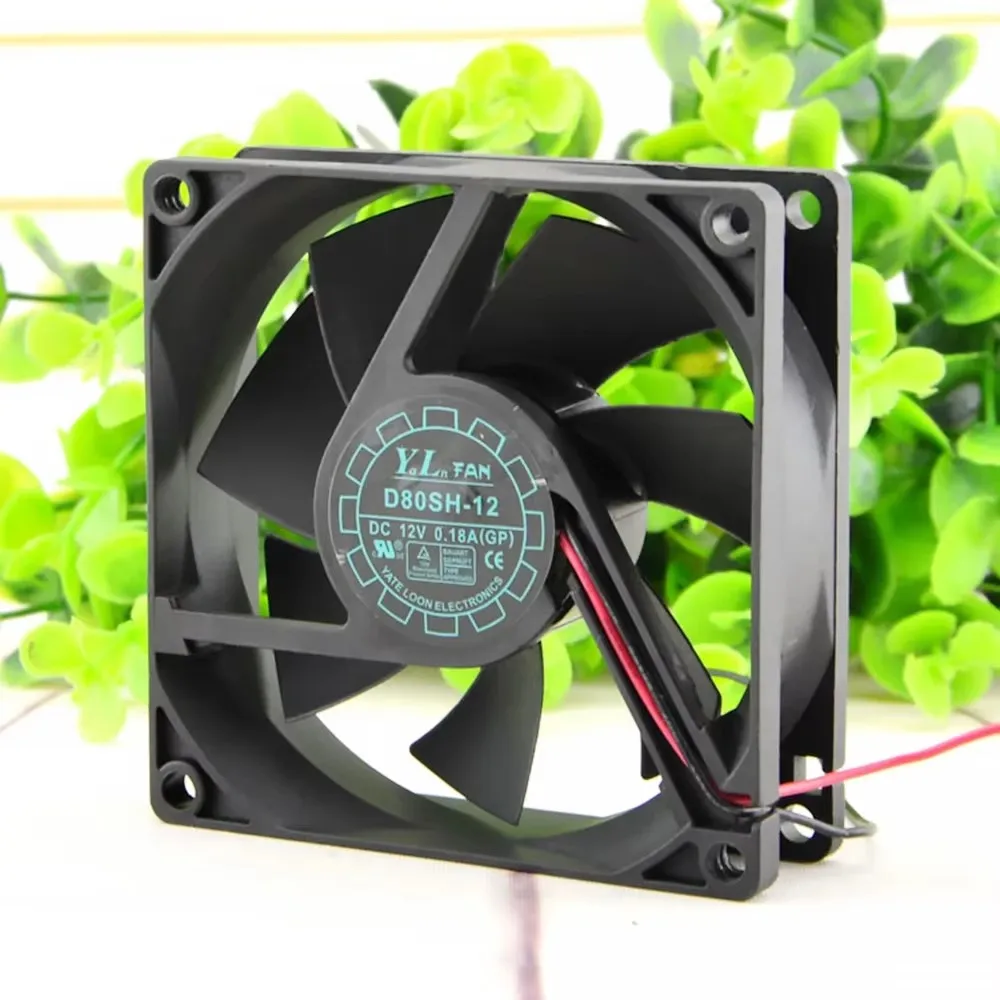 Nuevo original D80SH-12 8025 12V 0.30A 8CM 2 pines chasis de alto volumen de aire ventilador de refrigeración silencioso