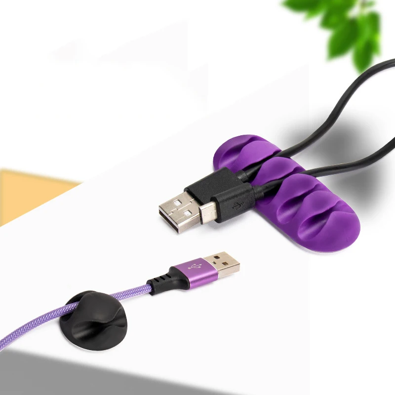 Organizador de cables, soporte de cables Flexible, enrollador de línea de datos USB, Clips de silicona para ratón, teclado, Protector de auriculares - imagen 4