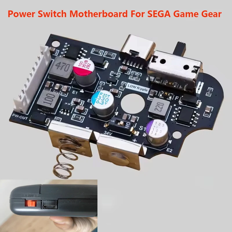 Placa de alimentación de USB-C V2.0 de alta calidad para consola SEGA Game Gear GG, pantalla LCD IPS Original de alto brillo sin reparación de energía