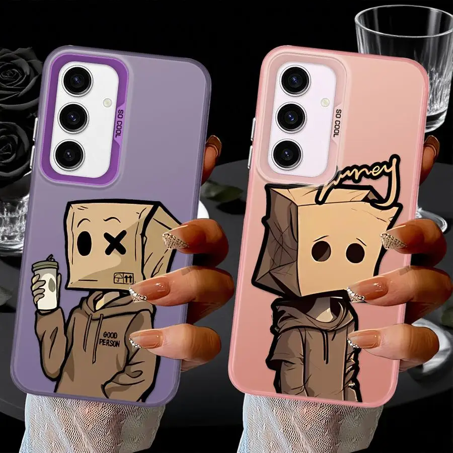 Funda trasera de teléfono con patrón de hombre de papel de dibujos animados Emo para Xiaomi Poco X5 X3 NFC C50 F3 GT X3 Pro C51 F4