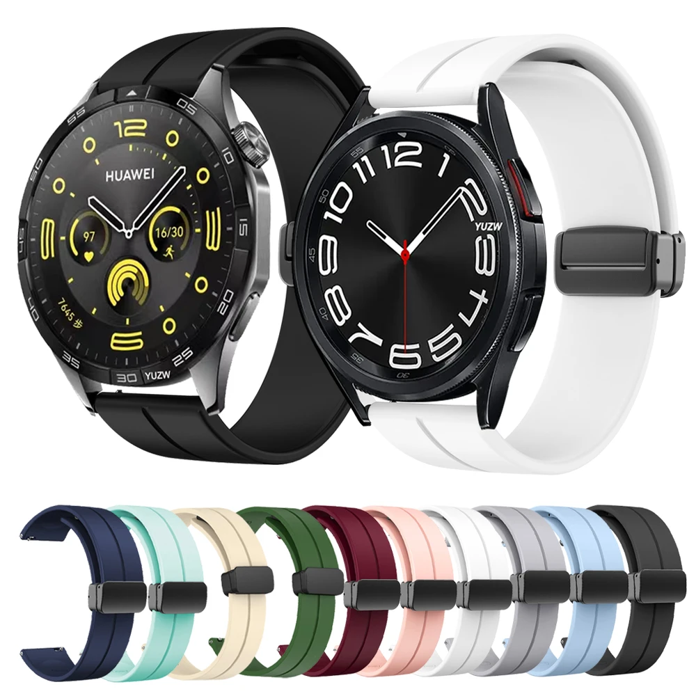 Correa de silicona con cierre magnético de 20/22mm para Samsung Galaxy Watch 6 4 5 pro 40mm 44mm 45mm 42/46mm pulsera para Huawei GT4 2/3
