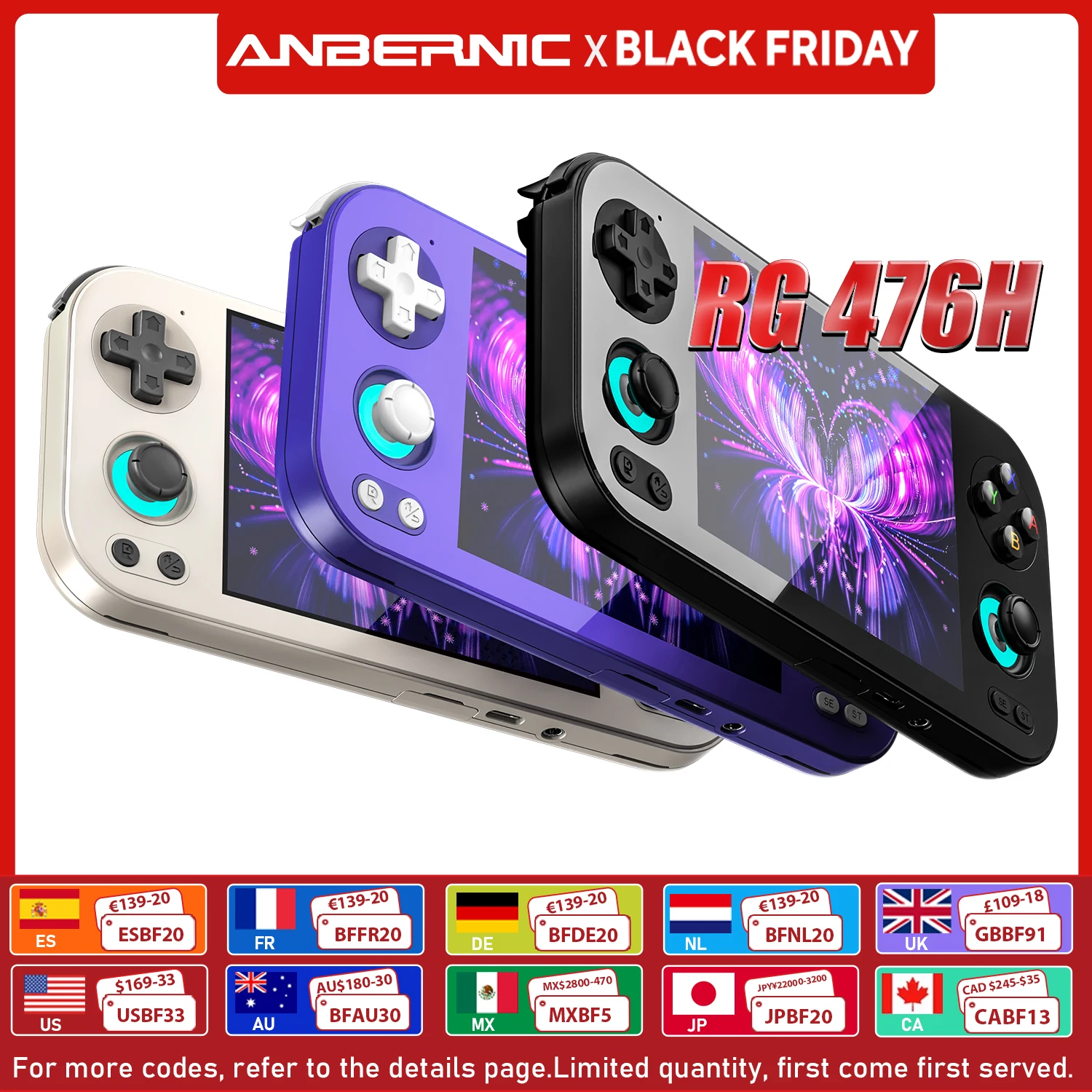 ANBERNIC-consola de juegos portátil RG 476H, pantalla LTPS integrada de 4,7 pulgadas, Joystick Hall 3D, sistema Android 13, compatible con asistente AI FOTA