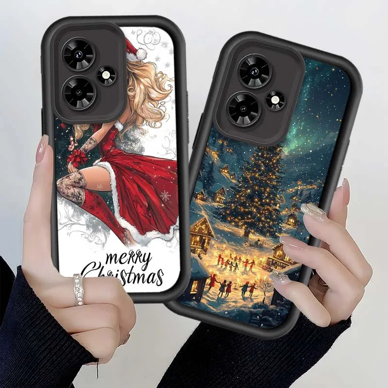 Funda con patrón navideño para niñas, funda para teléfono Infinix GT Hot 10 20 30 11 12 12i 20s 30i 40 40i 50 50i Pro Play NFC Eye Ladder - imagen 4