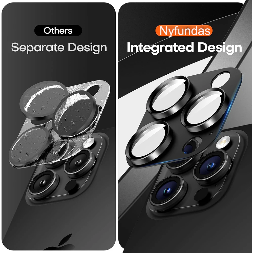 2 uds cubierta protectora de lente de cámara de titanio negro para iPhone 16 Pro Max 15 Plus 14 13 Mini 16Pro protección Flim accesorios de teléfono - imagen 4