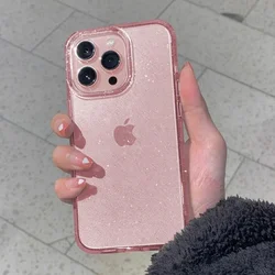 Funda Transparente Purpurina Rosa para iPhone 11–17 Air Pro Max