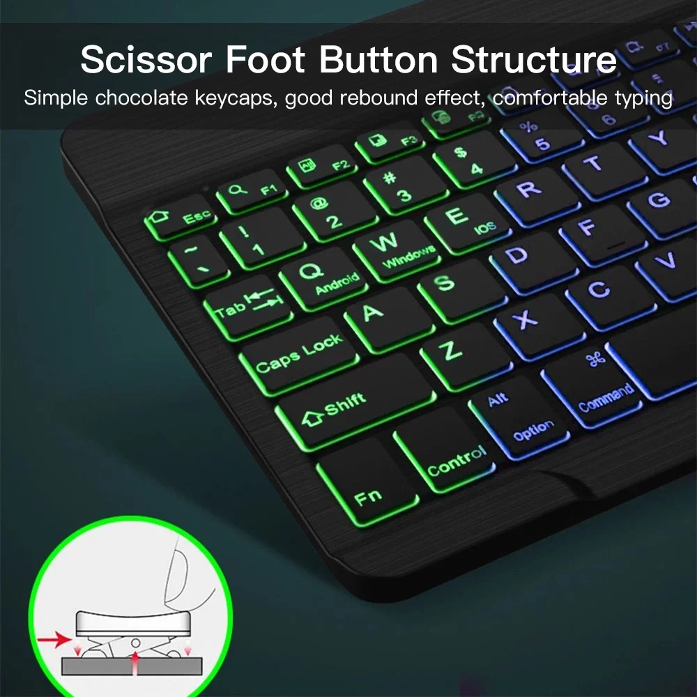 Para iPad Xiaomi teclado con ratón teclado retroiluminado para Android iOS Windows Samsung teléfono tableta teclado inalámbrico Bluetooth - imagen 5