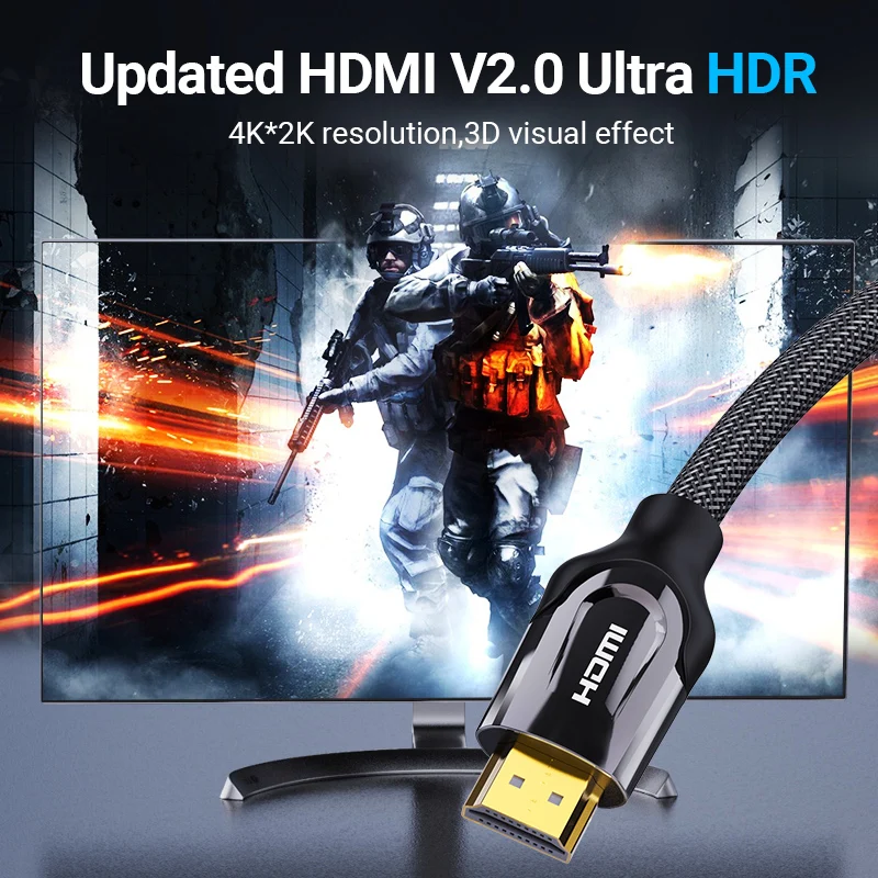 Vention-Cable HDMI 2,0 para TV Box, HUB USB C, PS5, 4K/60Hz, divisor HDMI de Ultra alta velocidad, Cable de vídeo y Audio, 5m - imagen 2