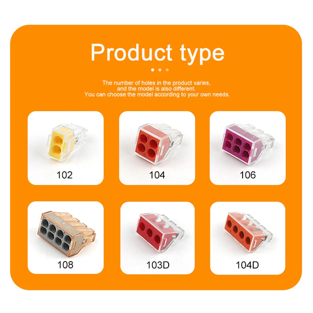 10 Uds Mini conectores de Cable de empuje bloque de terminales de cableado de Conductor compacto rápido conexión de Cable eléctrico 2/3/4/6/8 puertos - imagen 3