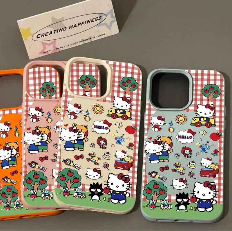 Funda de teléfono de cuero de imitación TPU Original Hello Kitty Y2K a la moda para iPhone 16 Plus 15 14 13 12 11 Pro Max absorbente de golpes - imagen 5
