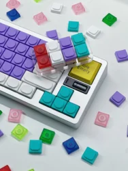20 Uds. De ladrillos de juguete personalizados, teclas de perfil bajo en blanco, tapa de tecla retroiluminada 1u, tapas de teclas ABS DIY para teclado mecánico Mx Switch