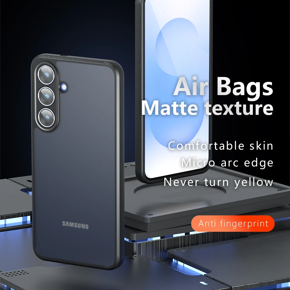 Para Samsung S25 FE funda mate a prueba de golpes sensación de piel transparente PC TPU cubierta anticaída transparente para Samsung S25 FE parachoques