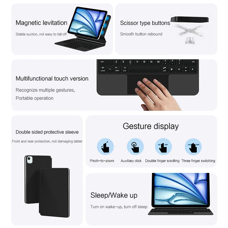 Teclado mágico para iPad Air 11 2024 Air 6. a generación M2 11 pulgadas portugués español coreano árabe alemán funda con teclado inteligente - imagen 4