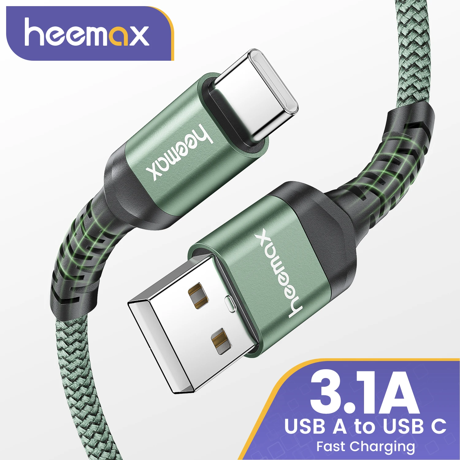 Cable HEEMAX 3.1A USB C tipo C Cable de carga rápida para iPhone 1516 para Samsung S24 S23 S22 S10 para Xiaomi OPPO Huawei Honor