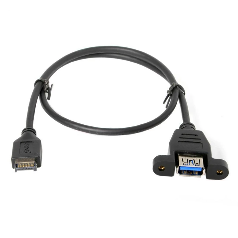 Par hembra USB 3,0 de 50cm, Cable de conexión de placa base trasera para Host de ordenador tipo e con tornillos de montaje en Panel para asegurar Cable de datos - imagen 5