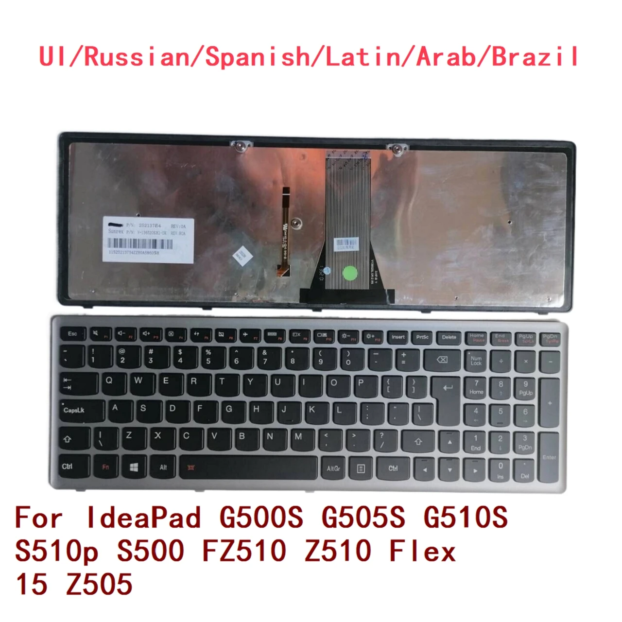 Teclado retroiluminado para Lenovo IdeaPad G500S, G505S, G510S, S510p, S500, FZ510, Z510, Flex 15, Z505