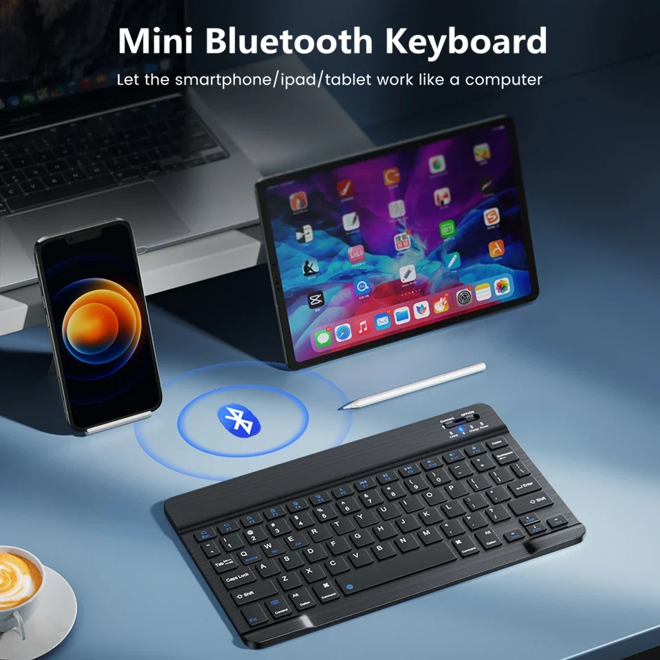 2025 nuevo Mini teclado inalámbrico Bluetooth para iPad teléfono tableta teclado y ratón Bluetooth portátil para Samsung Xiaomi Android - imagen 3