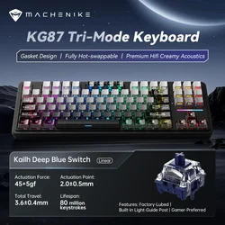 MACHENIKE KG87 teclado mecánico de tamaño completo modo Tri 8000mAh Bluetooth teclados inalámbricos para juegos junta de interruptor Kailh RGB