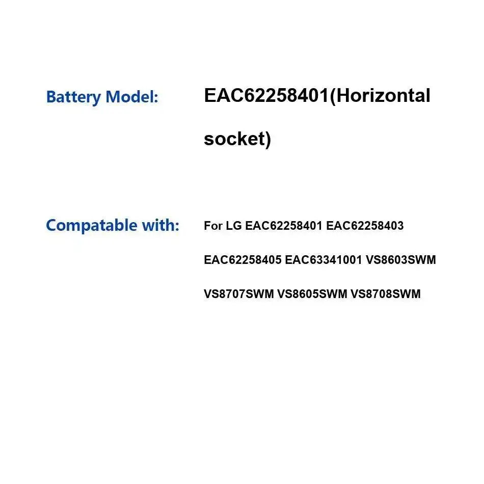 Batería 2000Mah para LG EAC62258401 EAC62258403 EAC62258405 EAC63341001 VS8603SWM VS8707SWM enchufe Horizontal - imagen 3