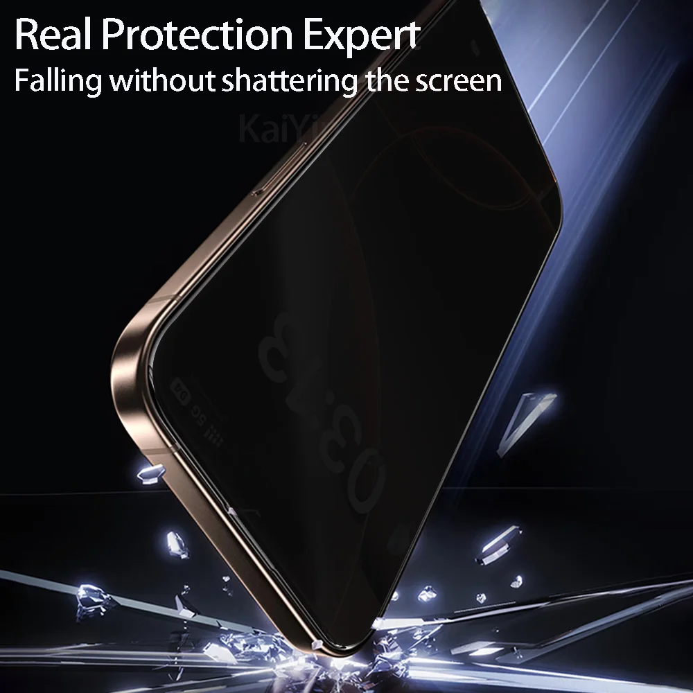 1-3 piezas de vidrio antiespía para iPhone 16 15 14 13 12 11 Pro Max Plus Protector de pantalla de privacidad con caja de fácil instalación sin polvo - imagen 2