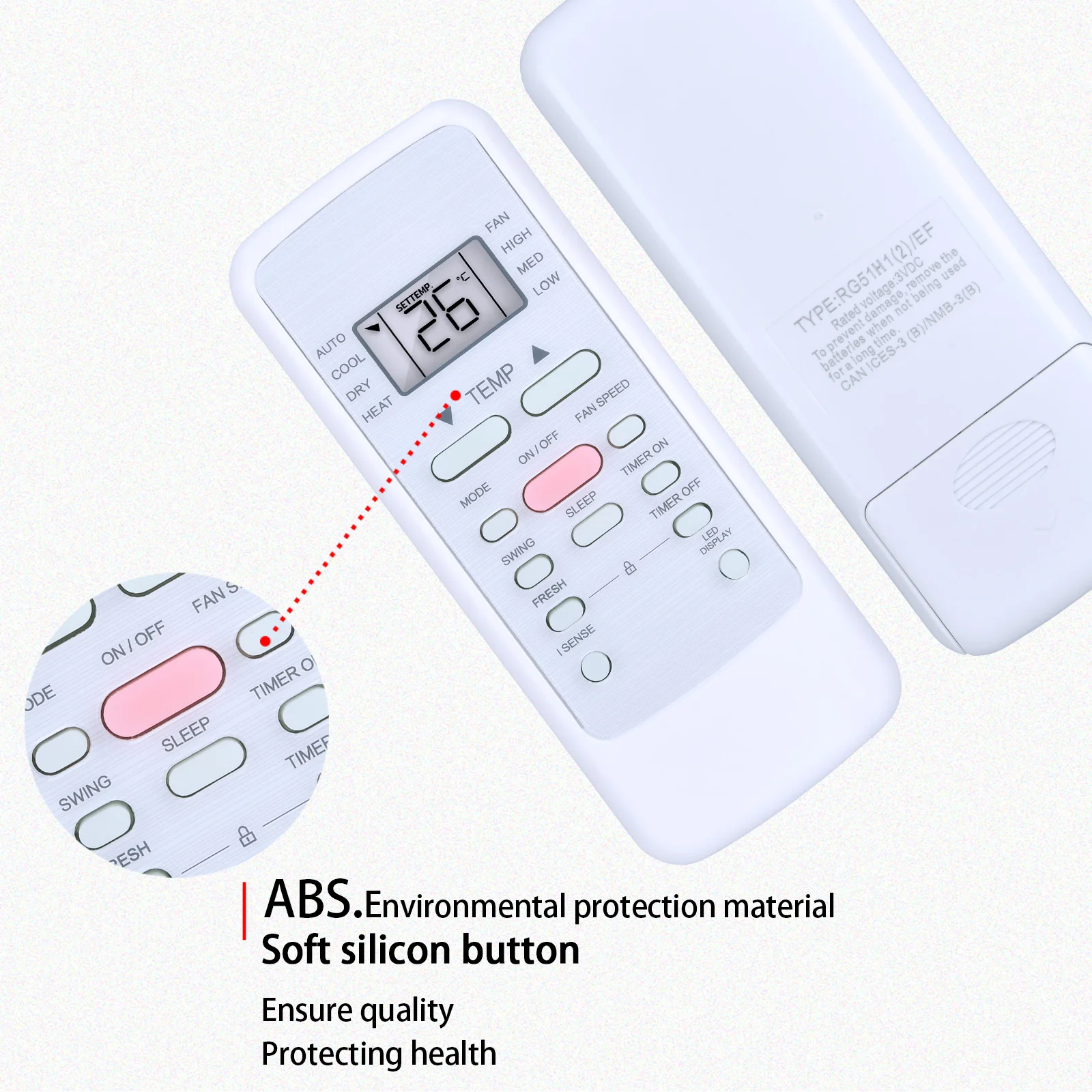 Nuevo Control remoto RG51 para aire acondicionado Midea RG51H1(2)/EF - imagen 4