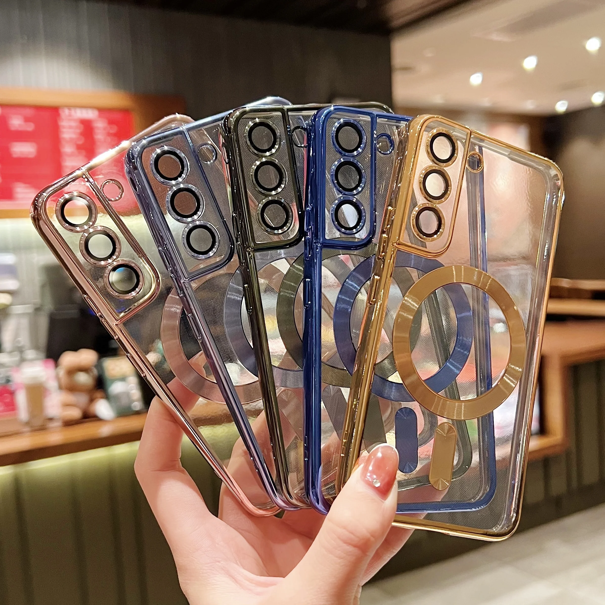 Funda magnética transparente de lujo para carga inalámbrica Magsafe, cubierta de silicona para Samsung Galaxy S20, S21, S22, S23, S24 Ultra Plus - imagen 5