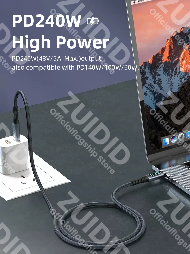 Cable USB4 USB-C 40Gbps - Carga rápida 240W 8K 60Hz - imagen 3