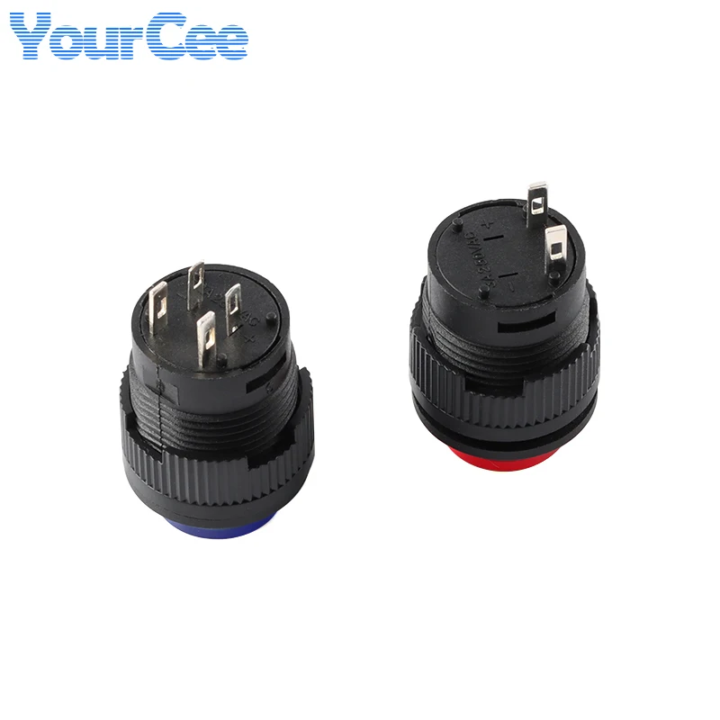 5 uds R16-503 interruptor de alimentación R16 interruptor de botón R16-503B R16-503A LED botón de Reinicio de enganche 2P 4P autobloqueo momentáneo sin bloqueo - imagen 3