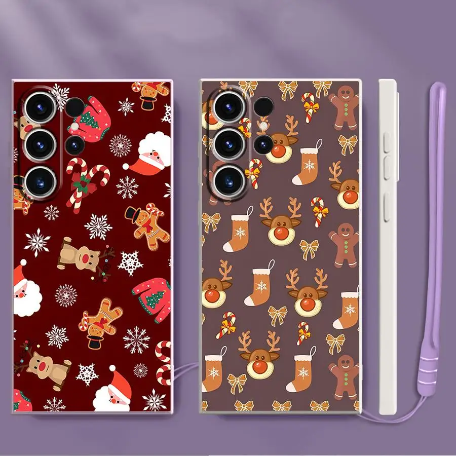 Funda para Samsung Galaxy S21 Plus S23 S20 S22 Ultra S25 Edge Note 20 10 Ultra S24 FE funda suave bonita Navidad