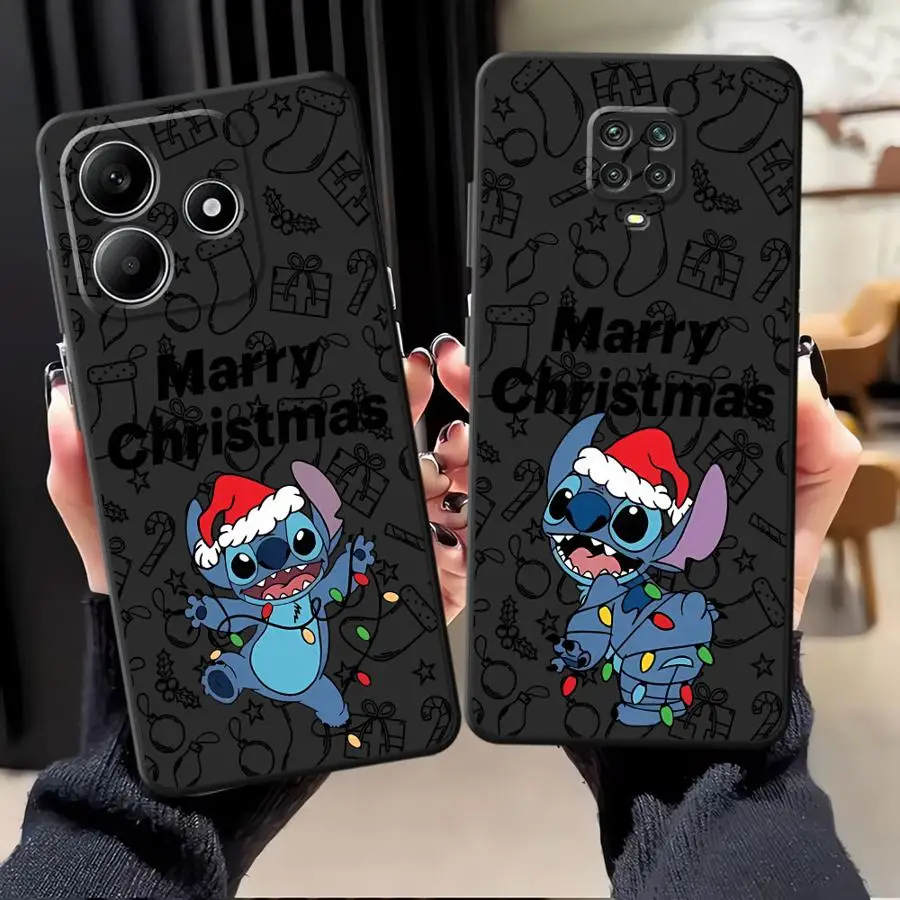 Funda de teléfono suave negra para Xiaomi Redmi Note 12s 11s 9S 9 10 11 12 Pro 13 14 Pro Plus 7 8 10S Navidad lindo punto de dibujos animados