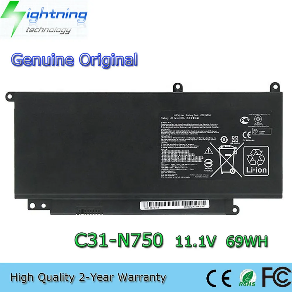 Batería Original para ordenador portátil C32-N750 11,1 V 69Wh para ASUS N750 N750JK N750JV N750Y47JV N750Y47JV-SL