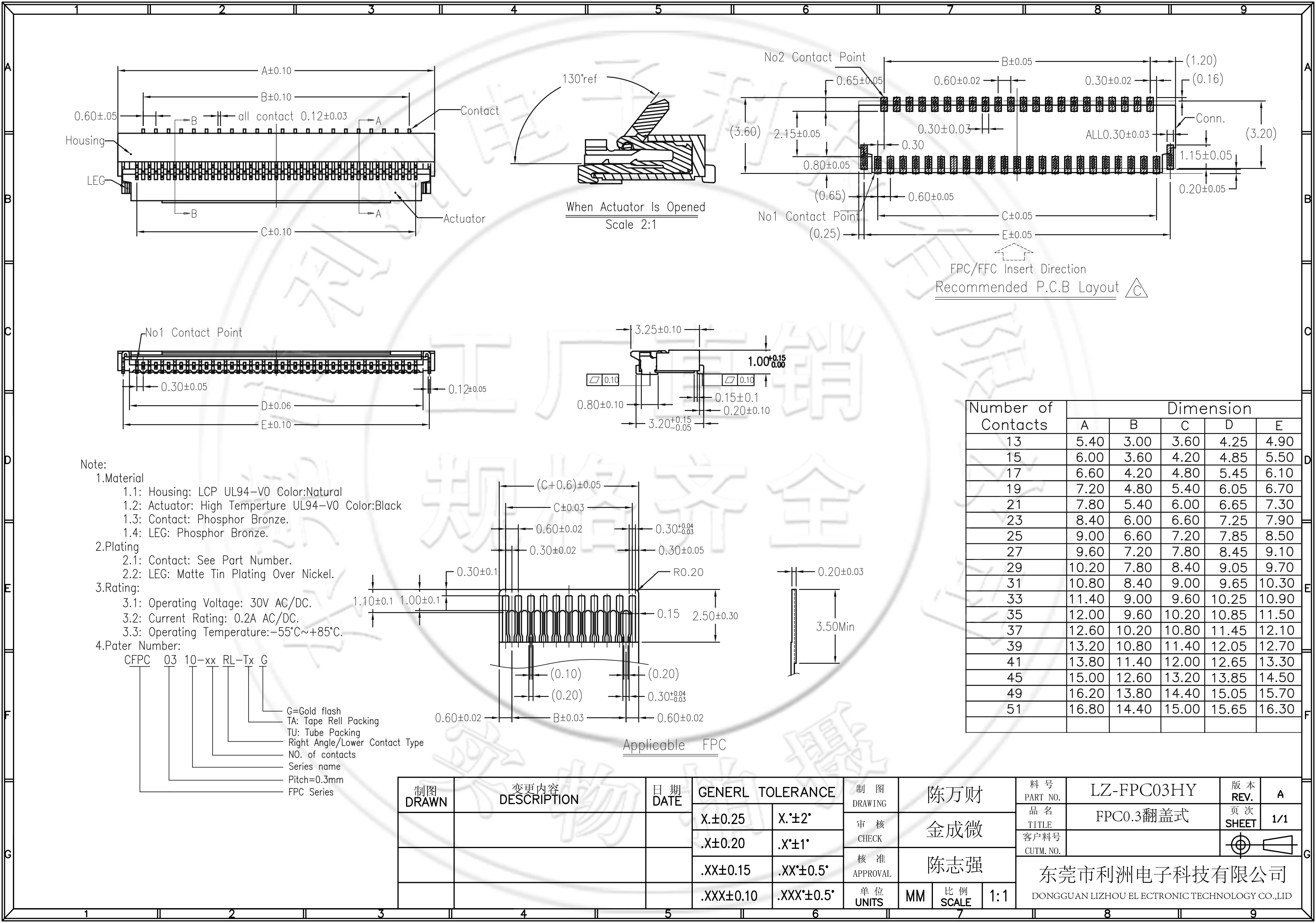Conector de Cable Flexible FPC de 0,3mm, tipo de contacto inferior tipo 13/15/17/21/23/25/27/29/31/33/35/39/41/45/51/57/61/71Pin - imagen 5