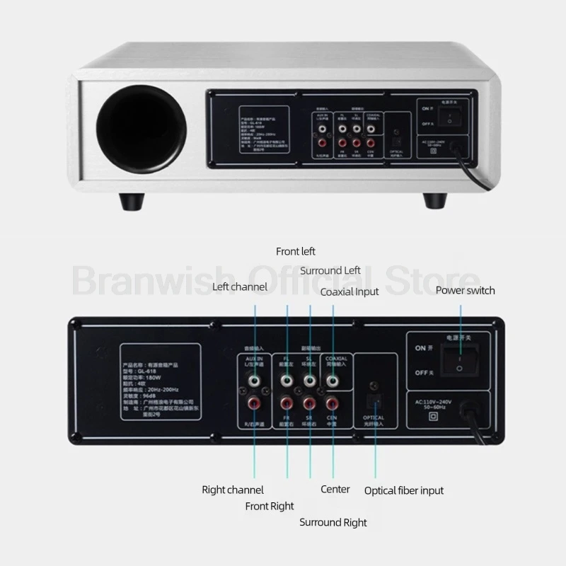 1 Juego de altavoces Bluetooth para sistema de cine en casa, 200W, 5,1 canales, caja de sonido envolvente 360, Audio óptico USB de madera para Karaoke en casa - imagen 5