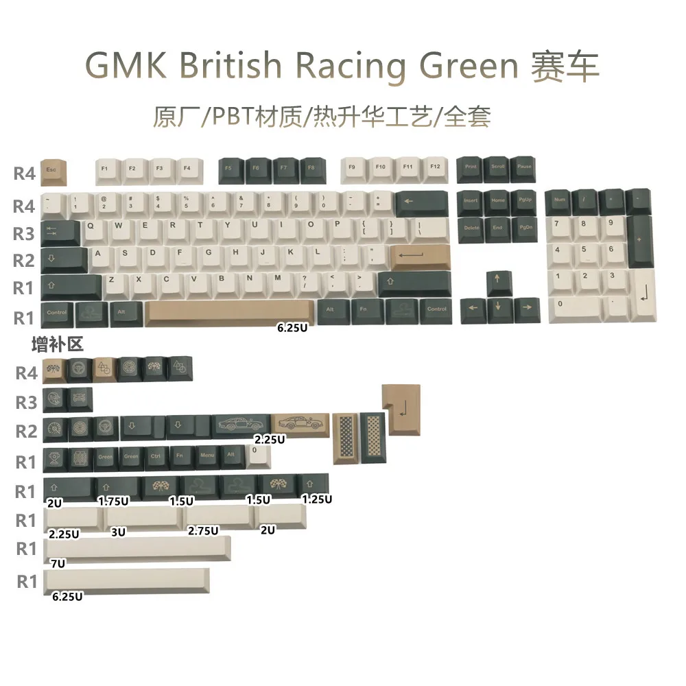 GMK-teclas de sublimación para coche de carreras, 143 teclas, PBT Dye, perfil de cereza, cambio de 1,75 U2U para teclados personalizados - imagen 2