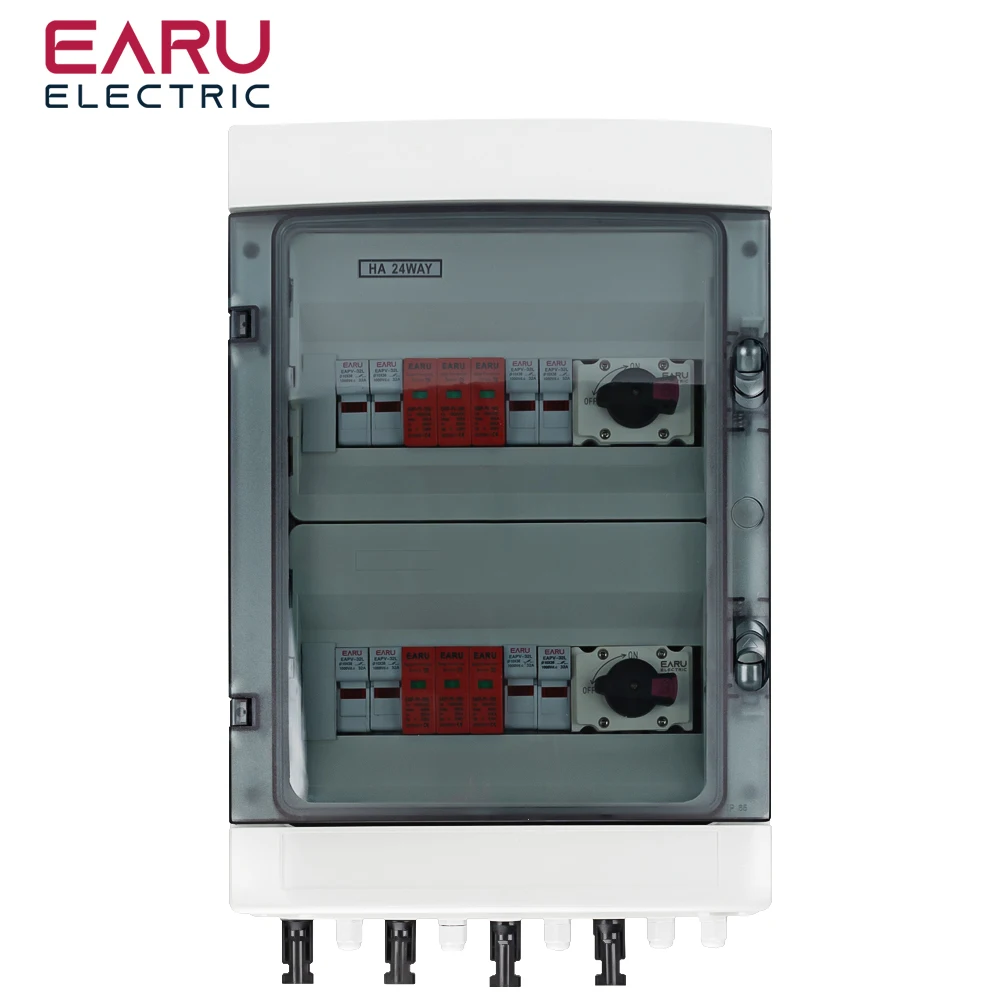 Caja combinadora Solar fotovoltaica PV, 1000V CC, 4 entradas y 2 salidas, con protección contra sobretensiones, fusible CC MCB SPD, caja impermeable IP65 - imagen 2