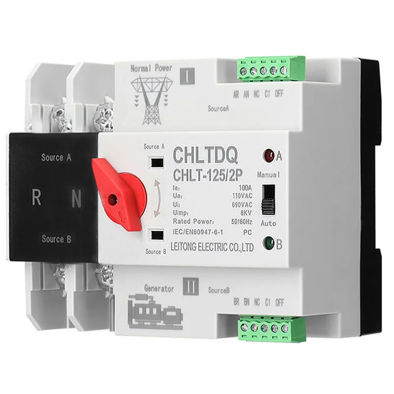 Interruptores selectores eléctricos de transferencia automática de doble potencia ininterrumpidos 2P 63A 100A 125A 110V 220V - imagen 2