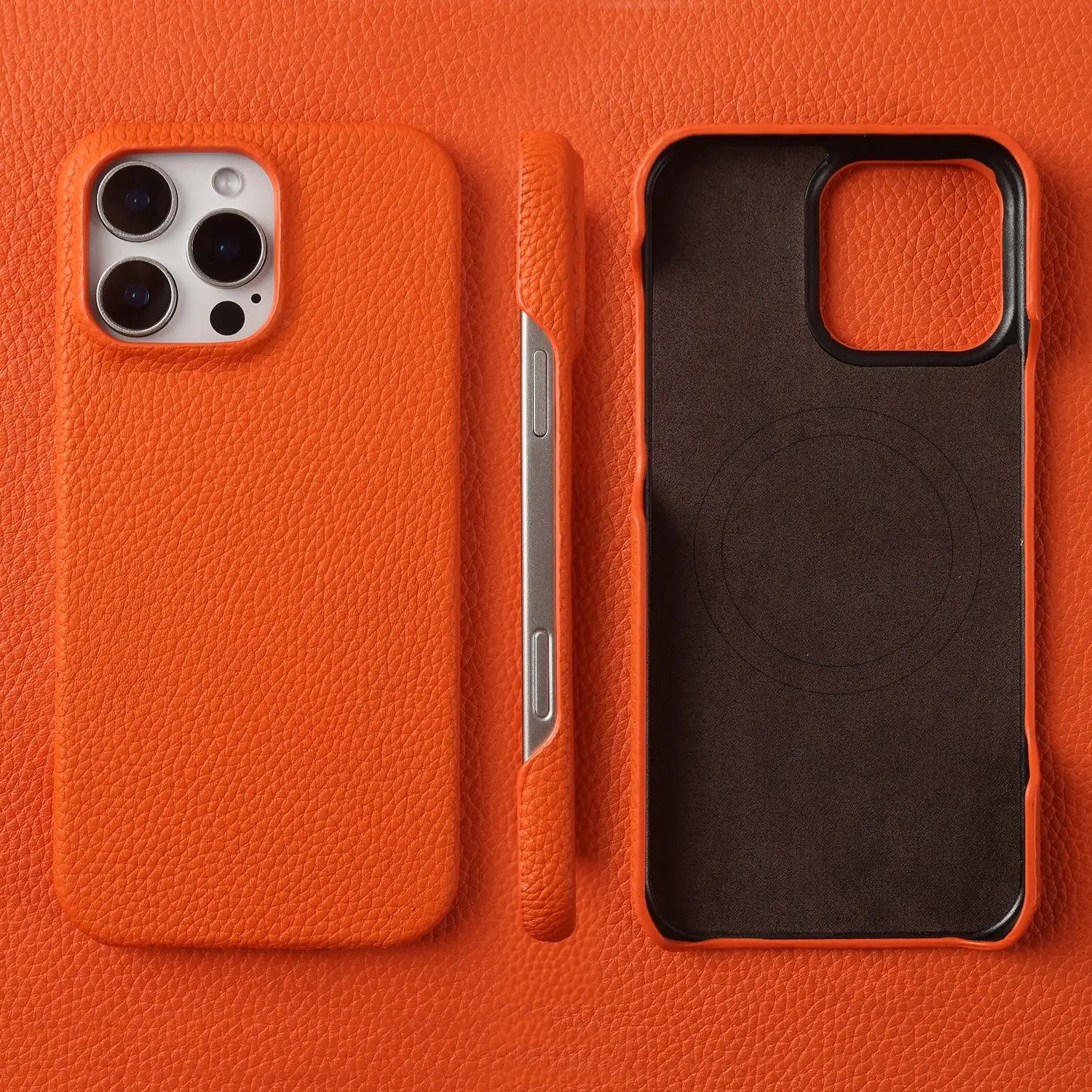 Funda de cuero genuino magnética Premium para iphone 16 Pro Max 15 14 13 12 11 imán de carga inalámbrica funda Magsafe a prueba de golpes Coque