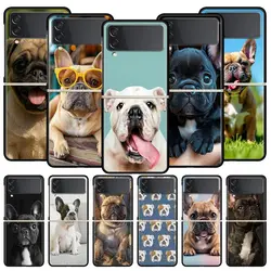 Funda de teléfono para perro Bulldog Francés para Samsung Galaxy Z Flip3 Flip4 Flip5, carcasa para Z Flip 3 4 5 6 7, funda trasera plegable dura
