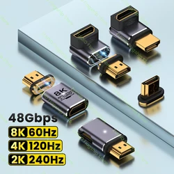 Adaptador Magnetico HDMI 2.1 Codo Macho-Hembra 8K/60Hz 4K/120Hz