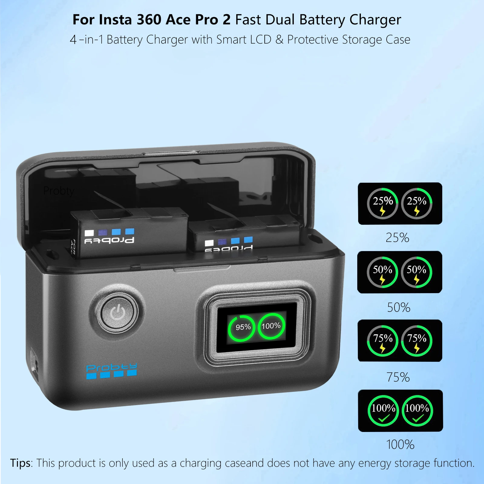 Batería de 2200mAh para Insta360 Ace Pro 2 Insta360 Ace Pro + cargador LCD de 2 ranuras para cámara Insta360 Ace Insta 360 Ace Pro 2 - imagen 4