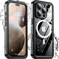 Funda impermeable IP68 MagSafe para iPhone 17/16/15/14 Pro Max Plus