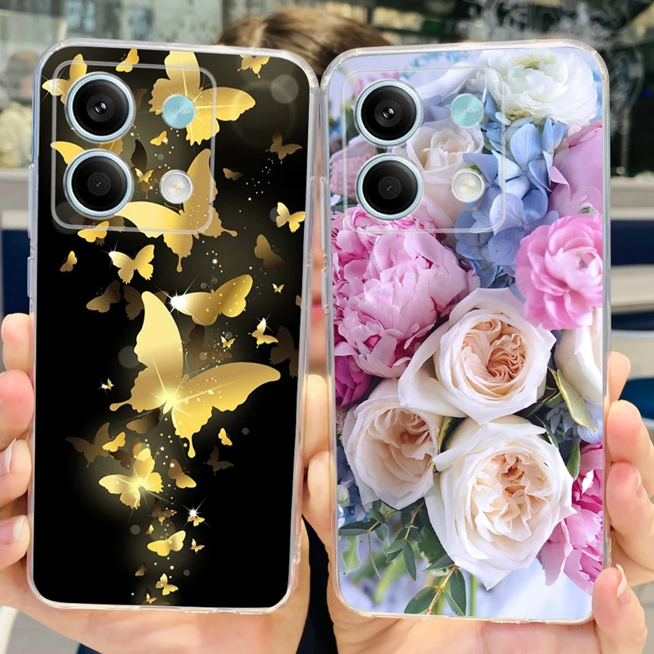 Para Xiaomi Redmi Note 13 4G funda bonita de gato mariposa funda de teléfono de silicona suave para Redmi Note 13 Pro Plus Note13 parachoques completo - imagen 2