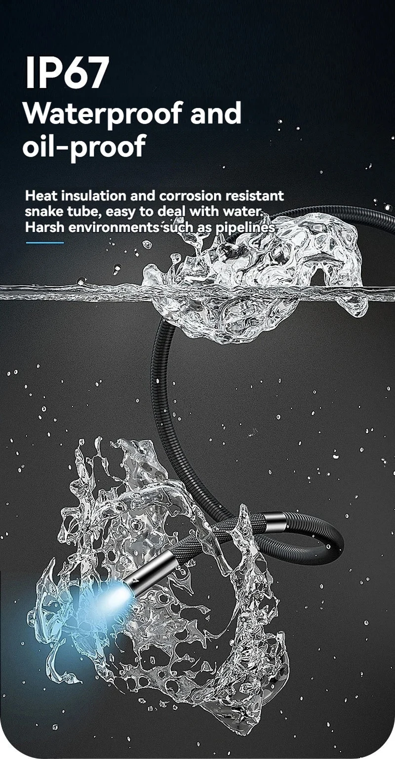 1m 6mm/8mm 200w HD Pixel Smart Steering Industrial Endoscope ios/Android Handheld Pipeline Car Repair Inspection borescope For P - imagen 5