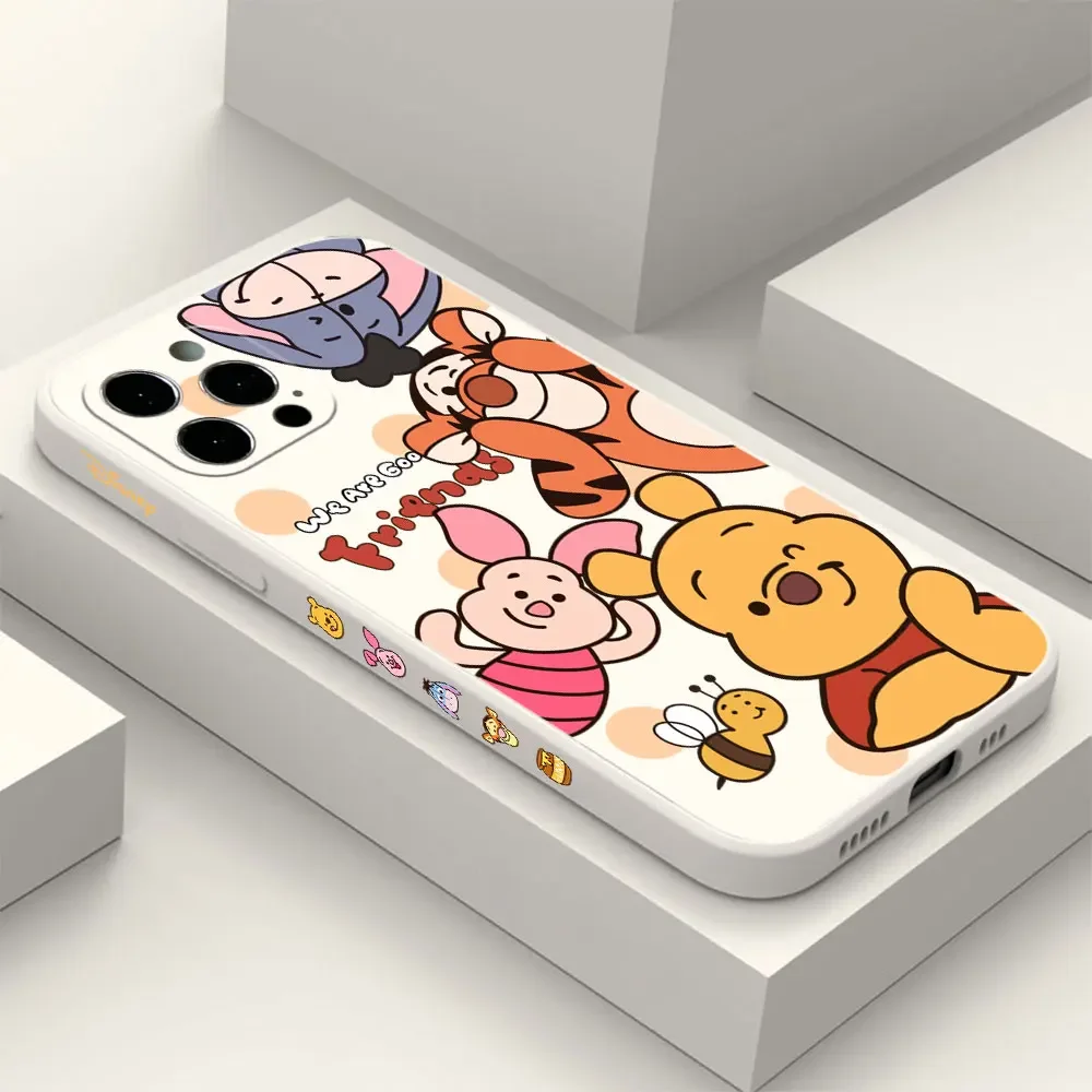 Winnie Pooh Tigger Eeyore funda de teléfono para iPhone 16 15 14 Plus 13 12 Mini 11 Pro Max X Xs XR 7 8 cubierta de silicona TPU de borde recto
