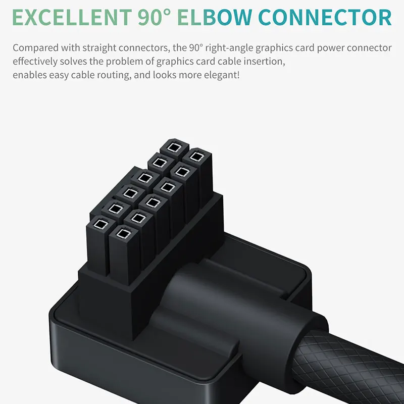 Cable modular UPSIREN GPU de 16 pines, ARGB de 12VHPWR con 5V 3 pines, 18AWG 90 ° Diseño macho a macho en ángulo recto, 5090/3070 no es aplicable - imagen 3