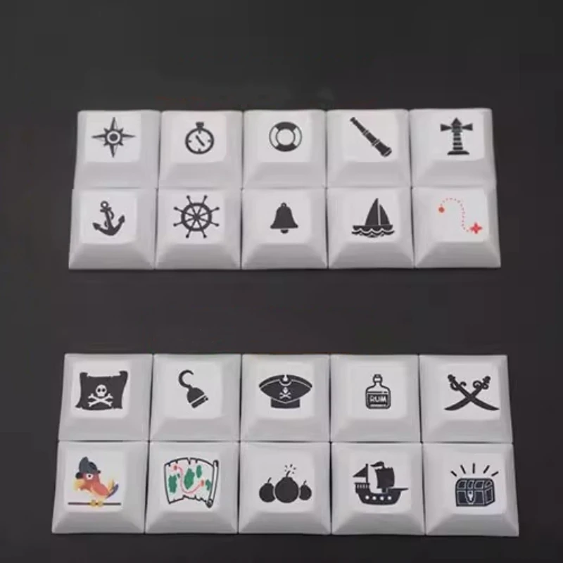 Juego de teclas con tema de logotipo pirata de viaje, teclas subcama de tinte PBT, perfil DSA, teclas a prueba de luz para teclado MX Switch, 1 Juego