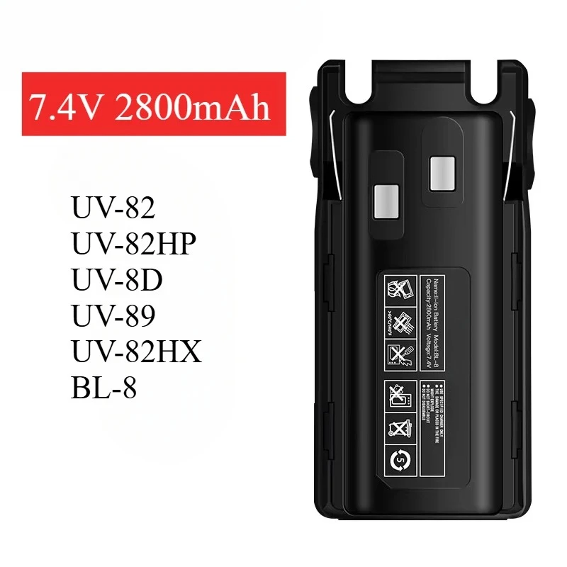 7,4 V 2800 mAh Compatible con Baofeng UV-82 batería para BL-8 UV-82HP UV82 UV-8D UV-89 UV-82HX batería recargable Walkie Talkie