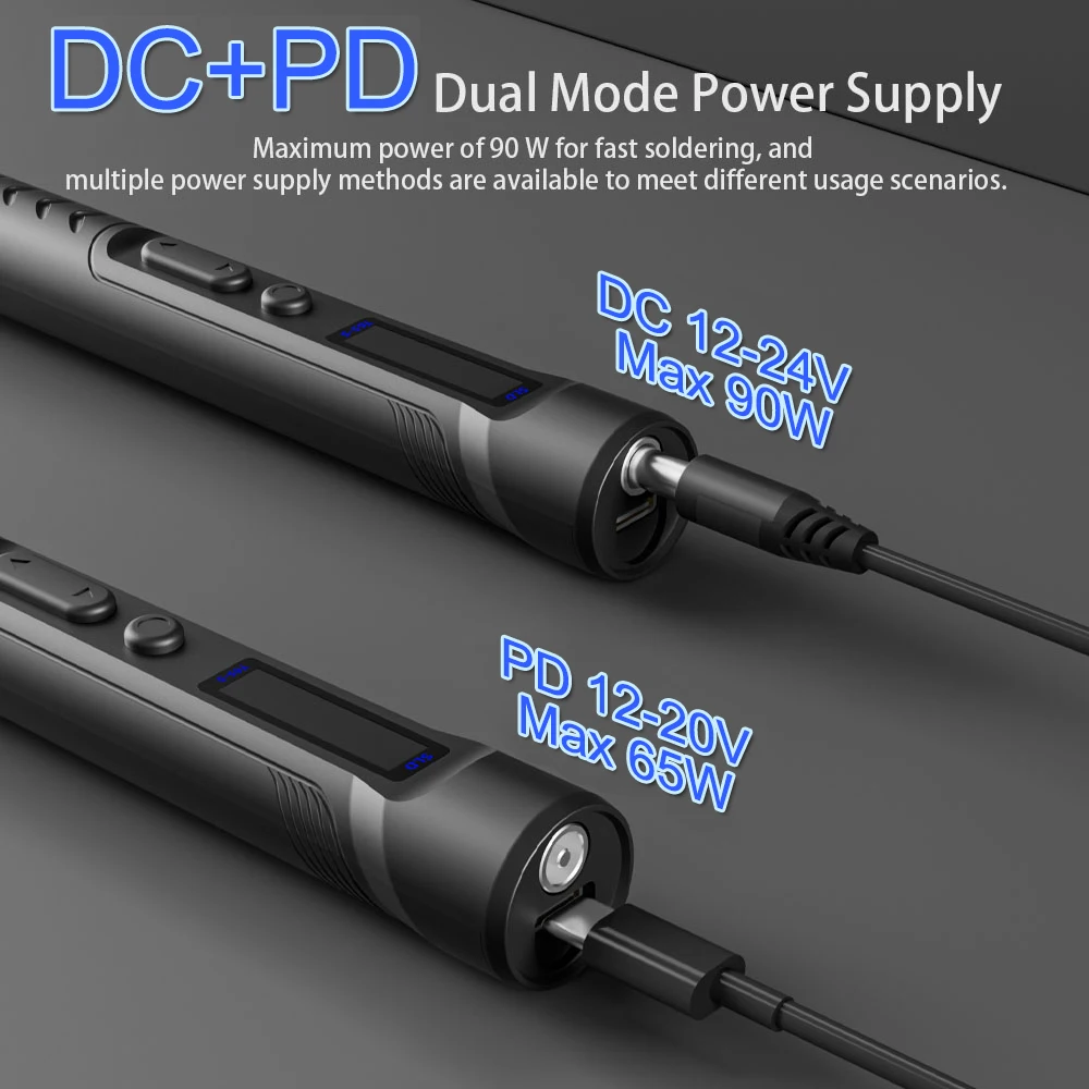 Soldador eléctrico inteligente T65-SP DC 90W PD 65W 150-450 ℃ Pluma de soldadura de calentamiento rápido, ajuste de voltaje de calibración de temperatura - imagen 2