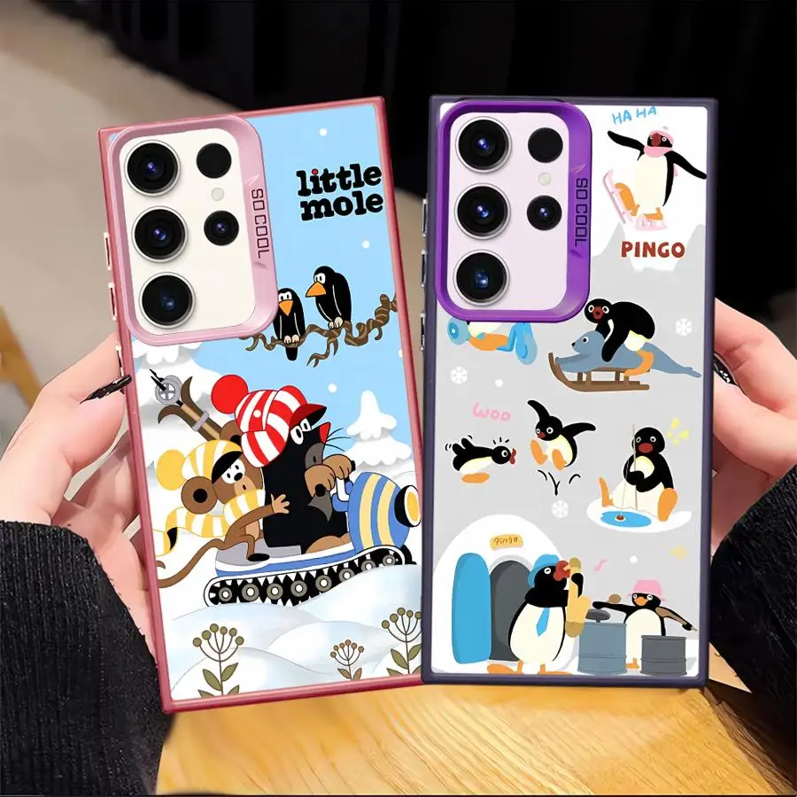 Nieve invierno dibujos animados p-ingu funda trasera de teléfono para Samsung Galaxy S23 S25 S24 FE S22 S23 Note 20 Ultra S21 S20 Plus - imagen 5