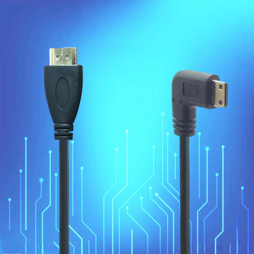 0,5 M ángulo de 90 grados Mini HDTV tipo C a tipo A macho M/M Cable conector V1.4 para cámara de vídeo DSLR Monitor LCD - imagen 2