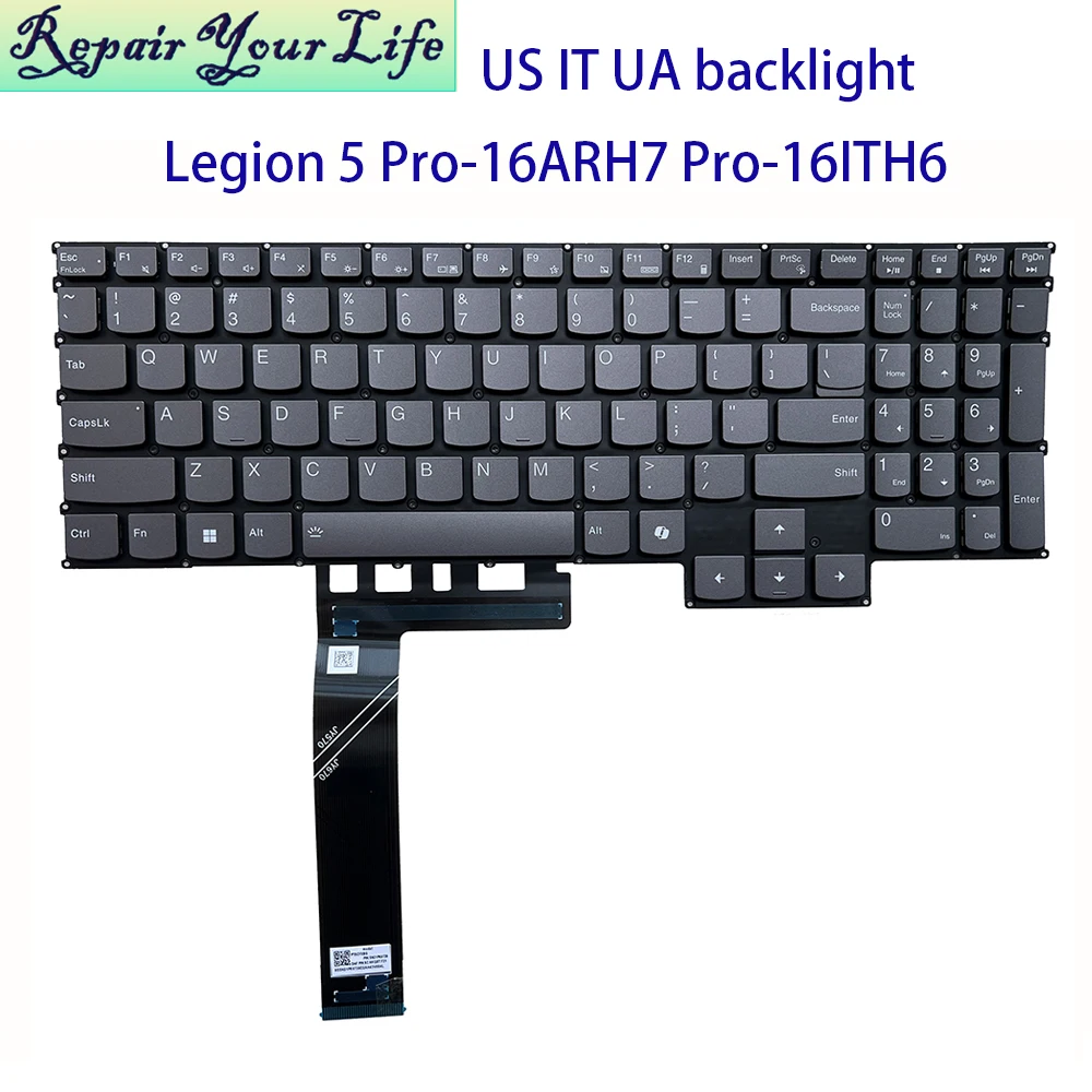 Teclado italiano ucraniano de EE. UU., retroiluminación RGB para Lenovo Legion Pro 5-16ACH6 16ITH6H 16IAH7H 16ARH7 PT5CYXBG PH5CYXBG-4T, nuevo